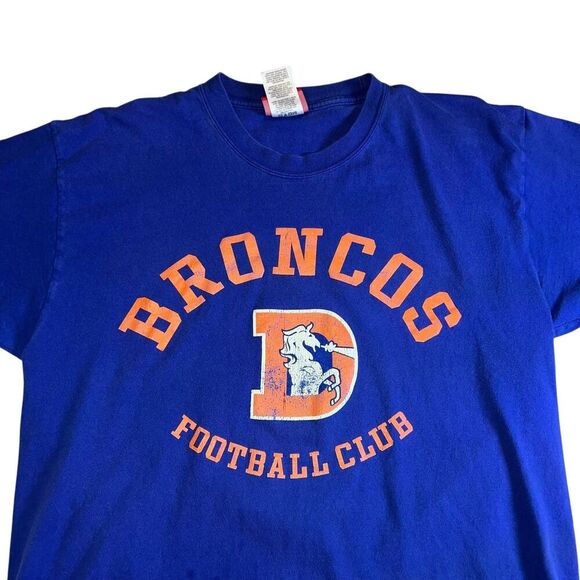 Denver Broncos Reebok Short Sleeve T-Shirt Size Medium Blue y2k - Picture 3 of 13
